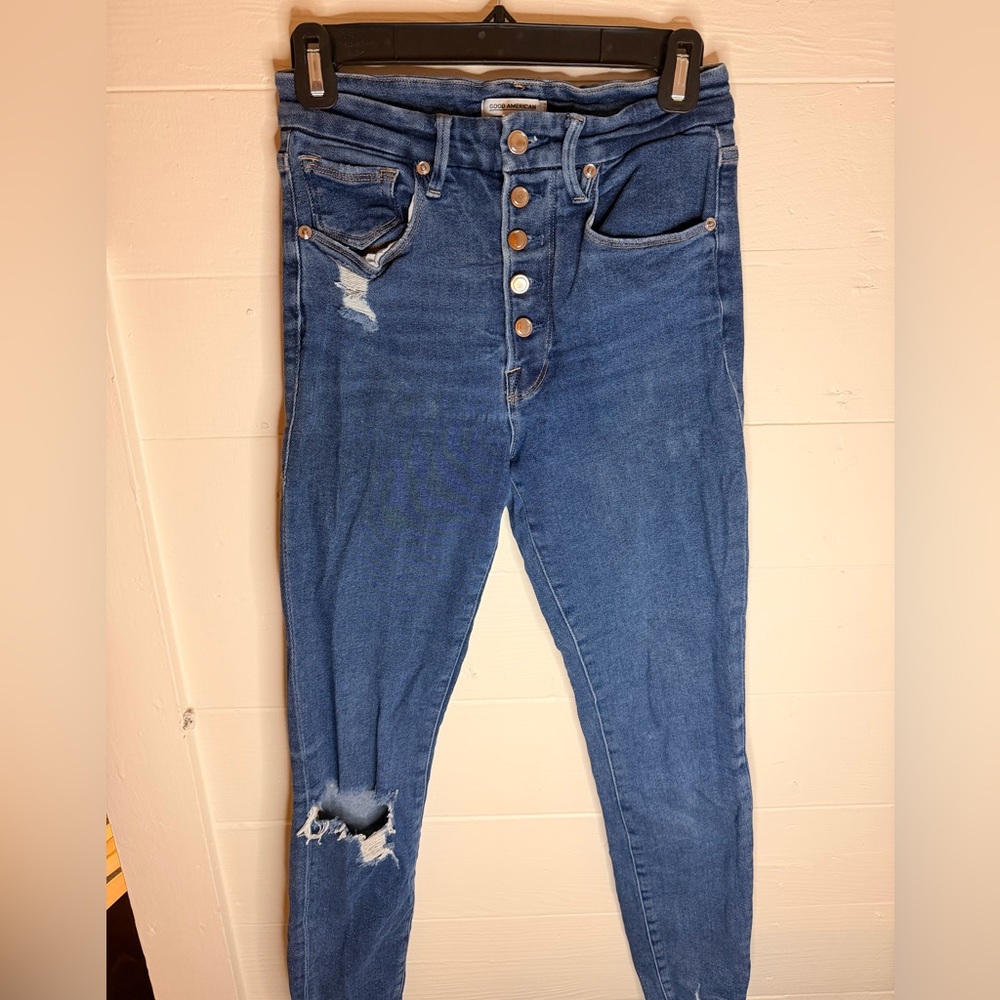 Good American Good Waist Exposed Button Jean